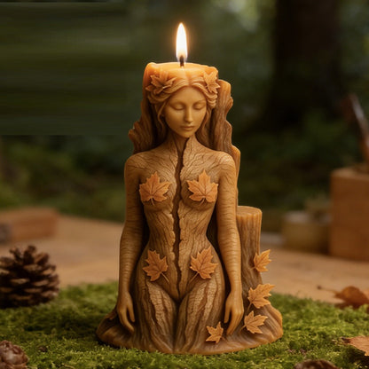3D Forest Goddess with Maple Leaf Silicone Candle Mold