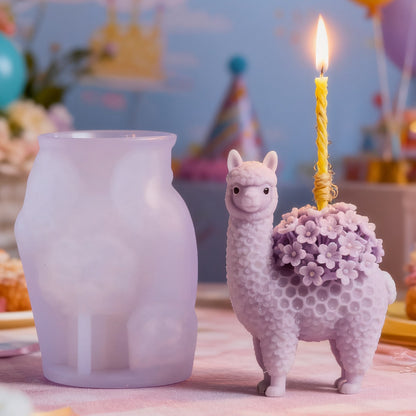 Cute Alpaca with Flower Silicone Mold