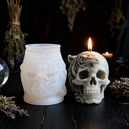 3D Tiger Skull Silicone Candle Mold