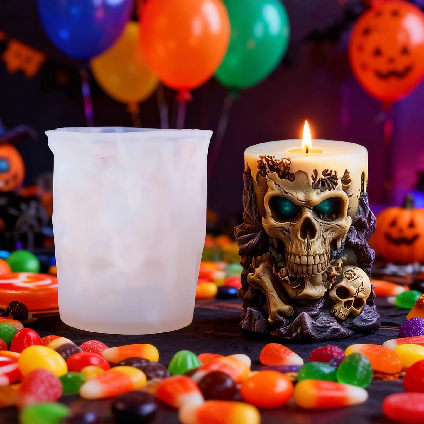 Halloween 3D Skull Silicone Candle Mold