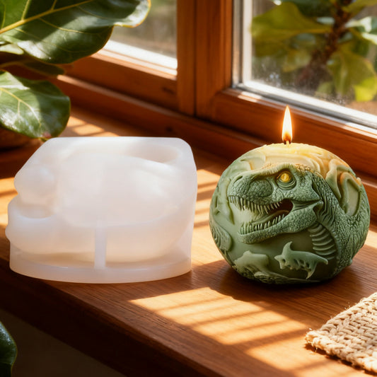 3D Sphere Dinosaur Relief Silicone Candle Mold
