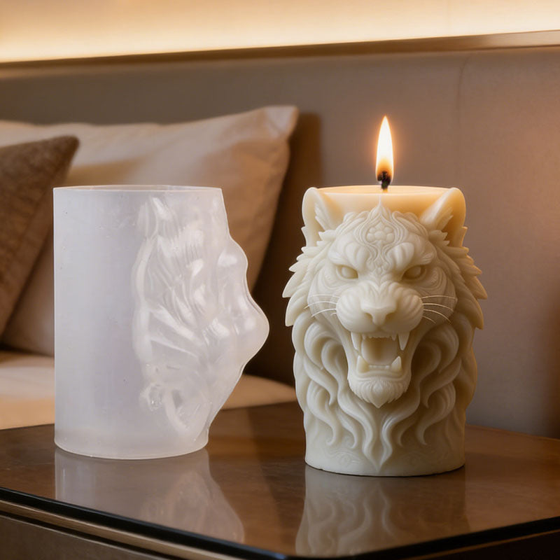 3D Relief Lion Head Scented Candle Silicone Mold