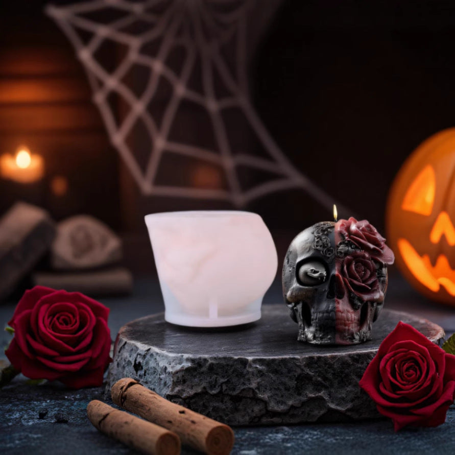 Gothic Skull & Serpentine Floral Silicone Mold