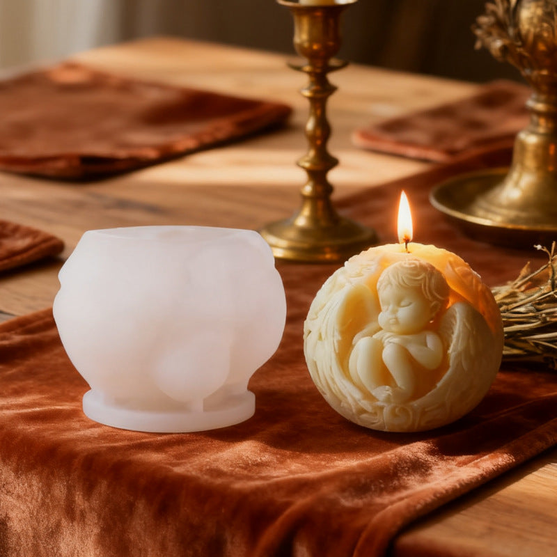 3D Spherical Angel Baby Silicone Candle Mold