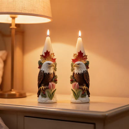 3D Bald Eagle with Autumn Leaves Silicone Candle Mold
