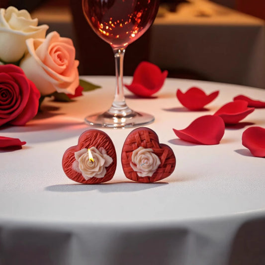 3D Woven Heart with Rose Silicone Candle Mold