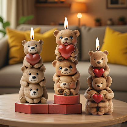 Cute Stackable Teddy Bears Silicone Scented Candle Mold