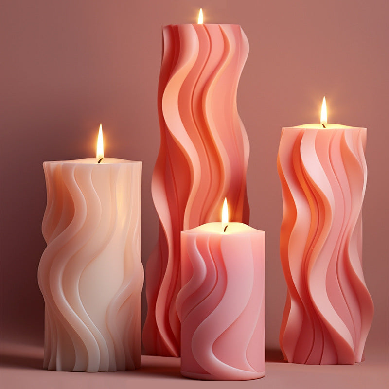 Modern Wavy Cylinder Silicone Candle Mold