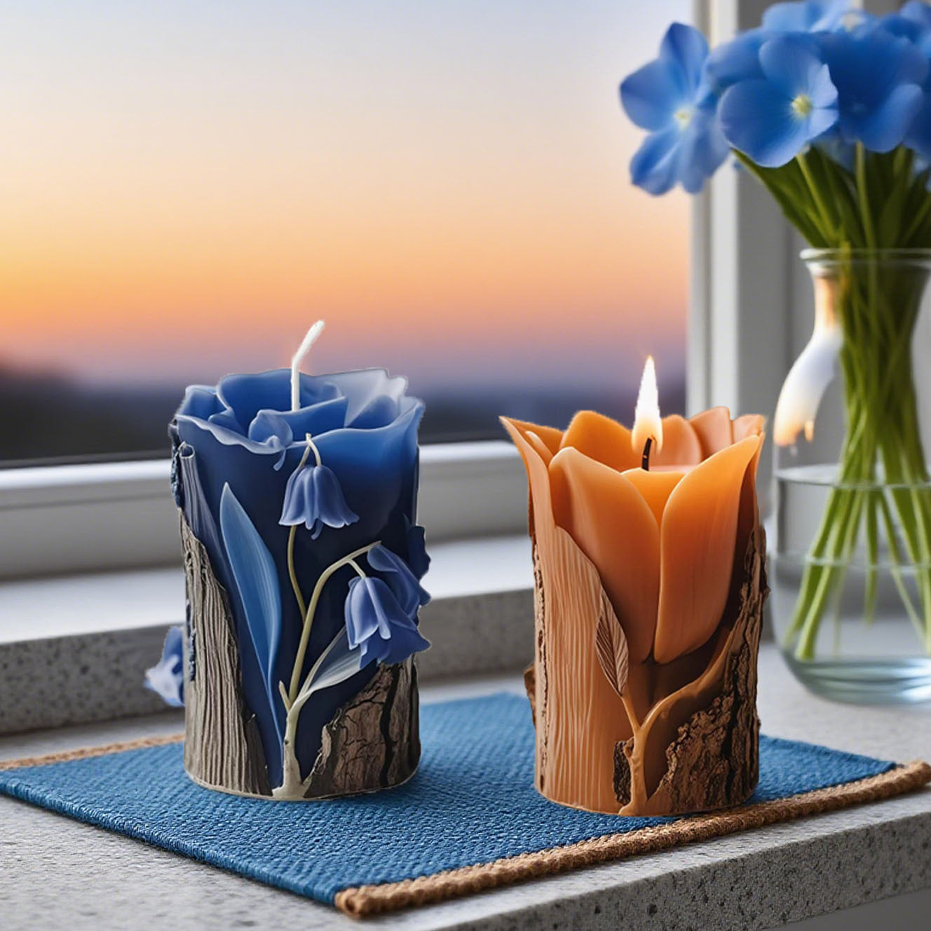 Floral Tree Stump Scented Candle Silicone Mold