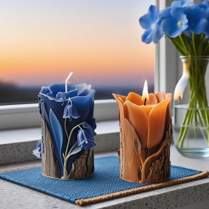 Floral Tree Stump Scented Candle Silicone Mold