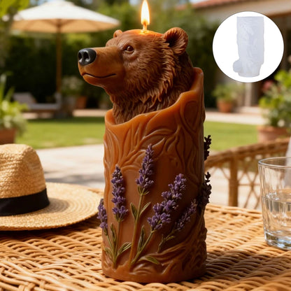 Brown Bear with Lavender Silicone Candle Mold