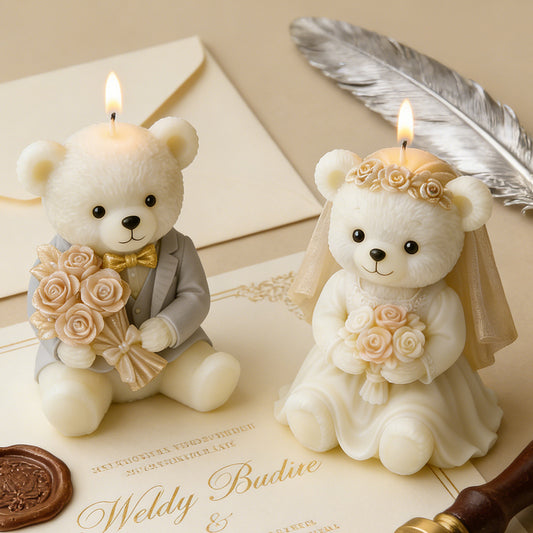 3D Wedding Couple Bears Aroma Silicone Mold