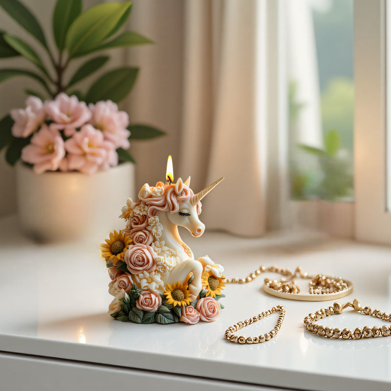Floral Unicorn Scented Candle Silicone Mold