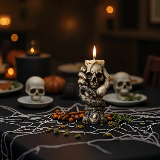 Skeleton Hand Holding Skull Silicone Candle Mold