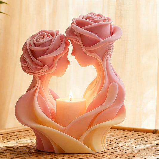 Romantic Rose Lovers Embrace Candle Mold