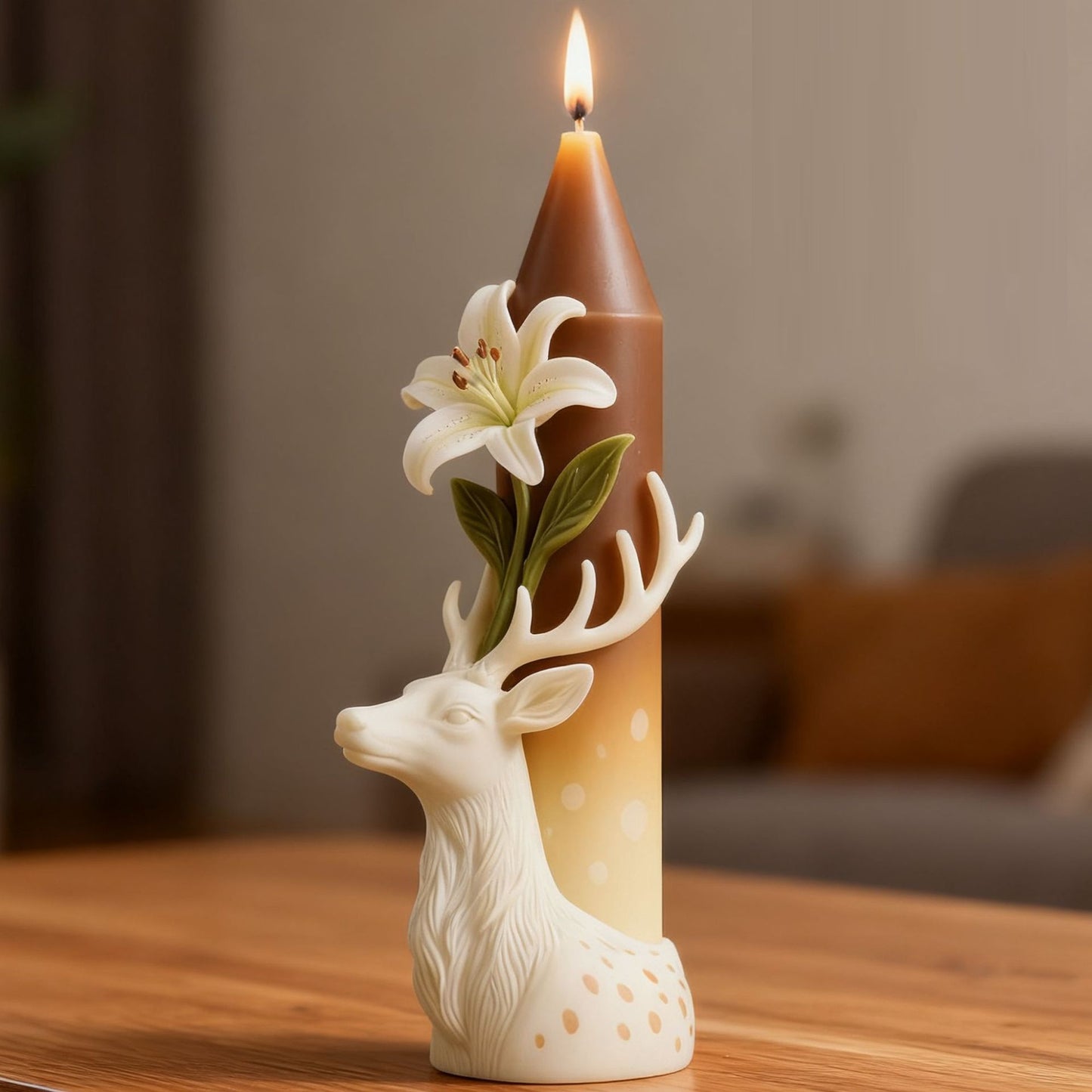 Stag Head & Lily Blossom Silicone Candle Mold