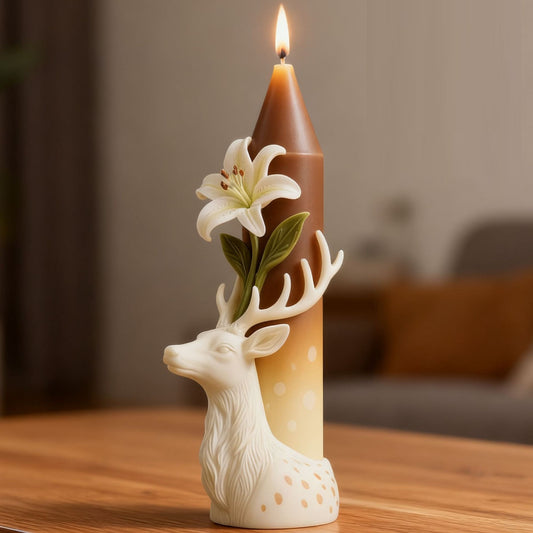 Stag Head & Lily Blossom Silicone Candle Mold