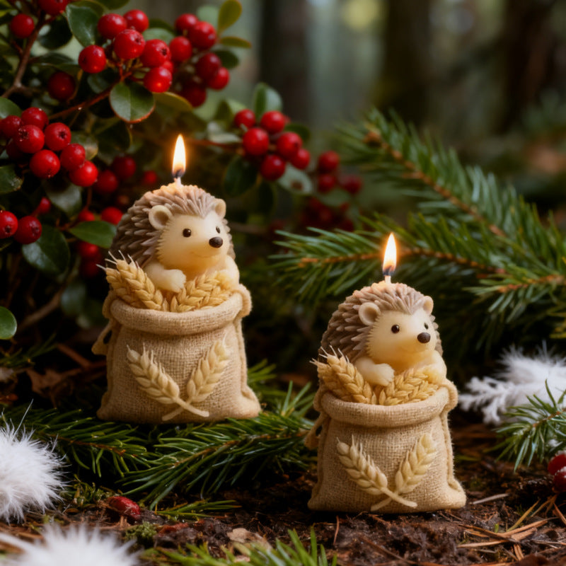 Christmas Hedgehog in Wheat Bag Scented Candle Silicone Mold