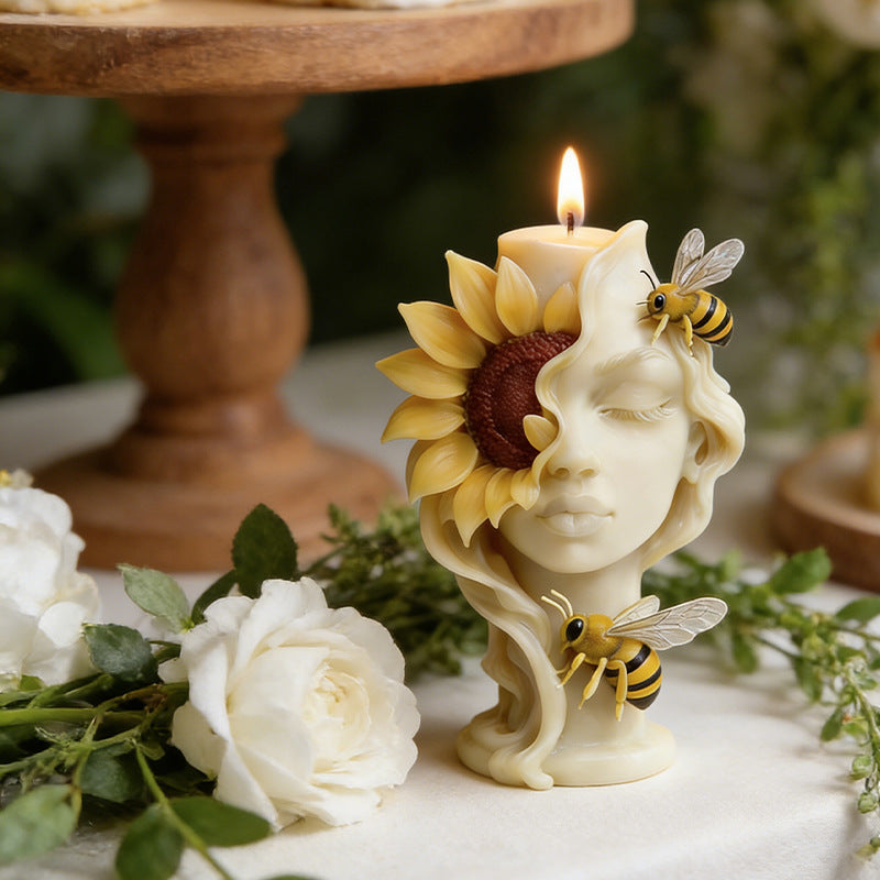 3D Sunflower Portrait Scented Candle Silicone Mold