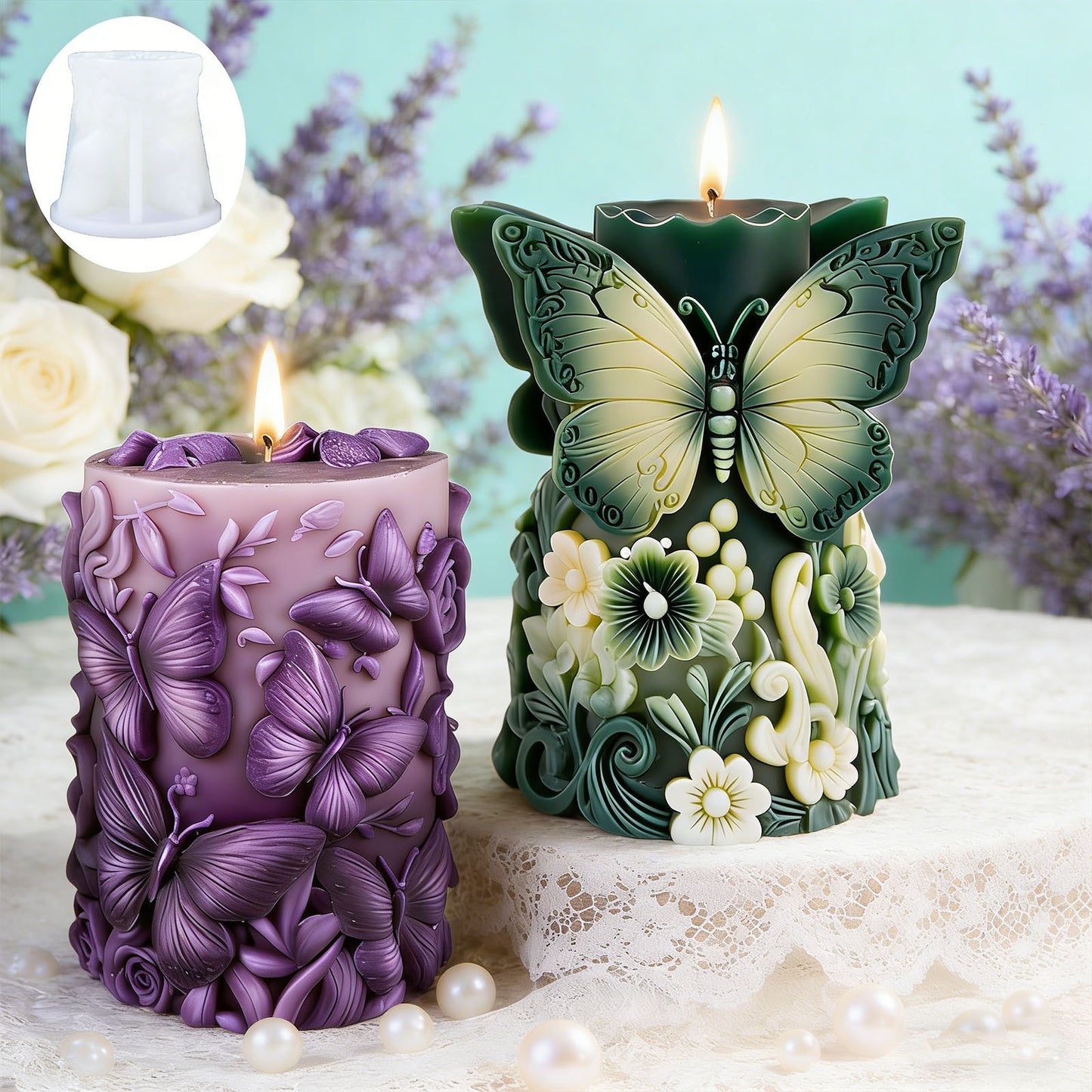 Butterfly Cylinder Scented Candle Silicone Mold