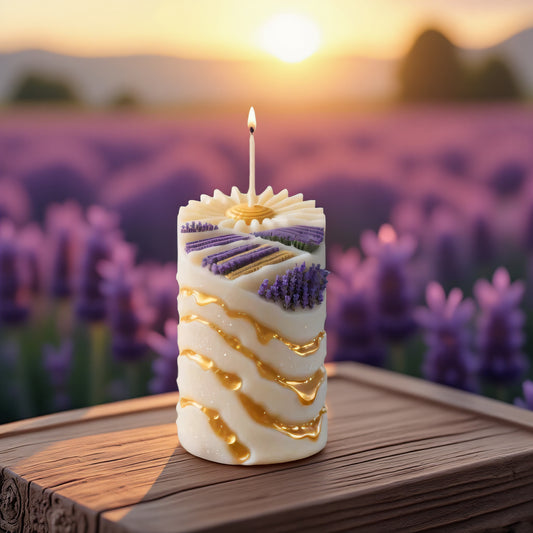 3D Lavender Pillar Silicone Scented Candle Mold