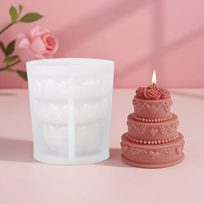 3D Rose Flower Topped Cake Silicone Mold for Candle Making