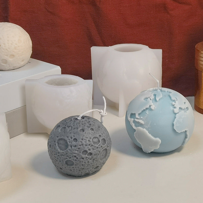 3D Moon & Earth Sphere Scented Candle Silicone Mold