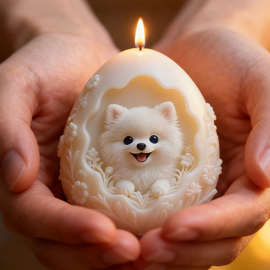 Egg-Shaped Puppy Relief Silicone Candle Mold