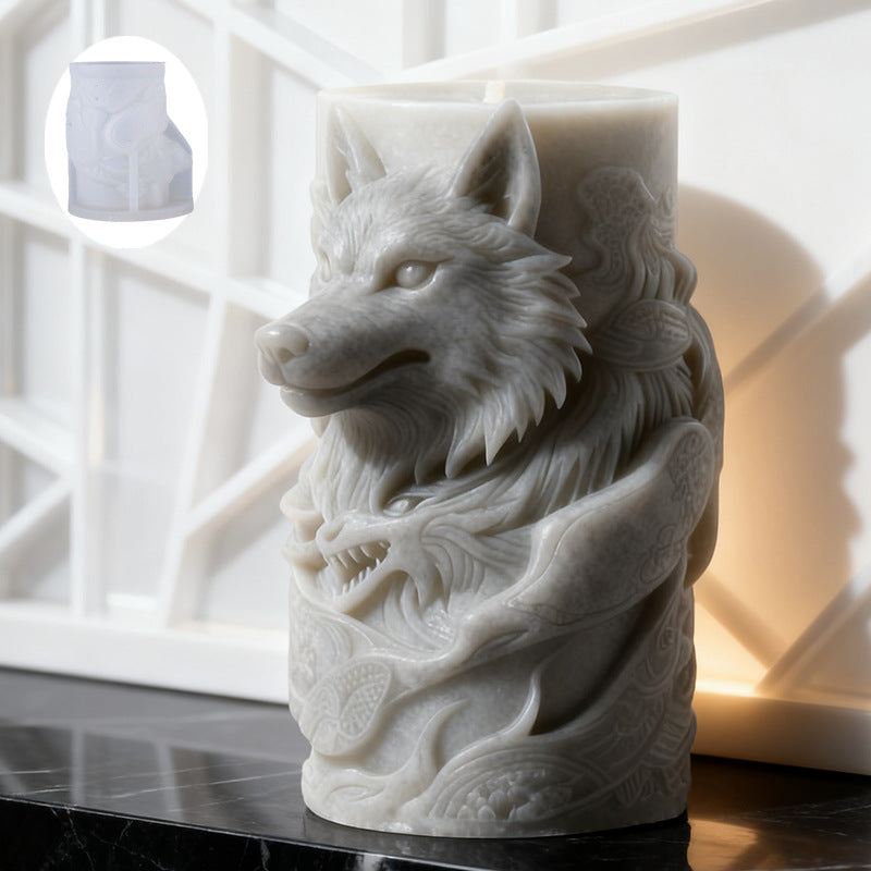 Embossed Wolf Scented Candle Silicone Mold
