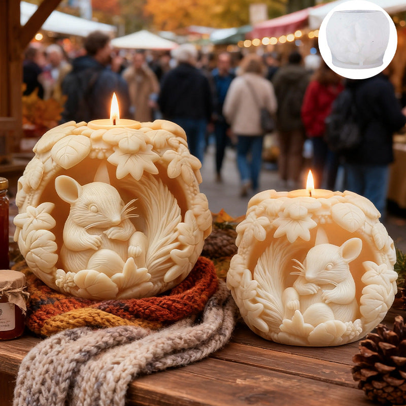 Christmas Squirrel Silicone Scented Candle Mold