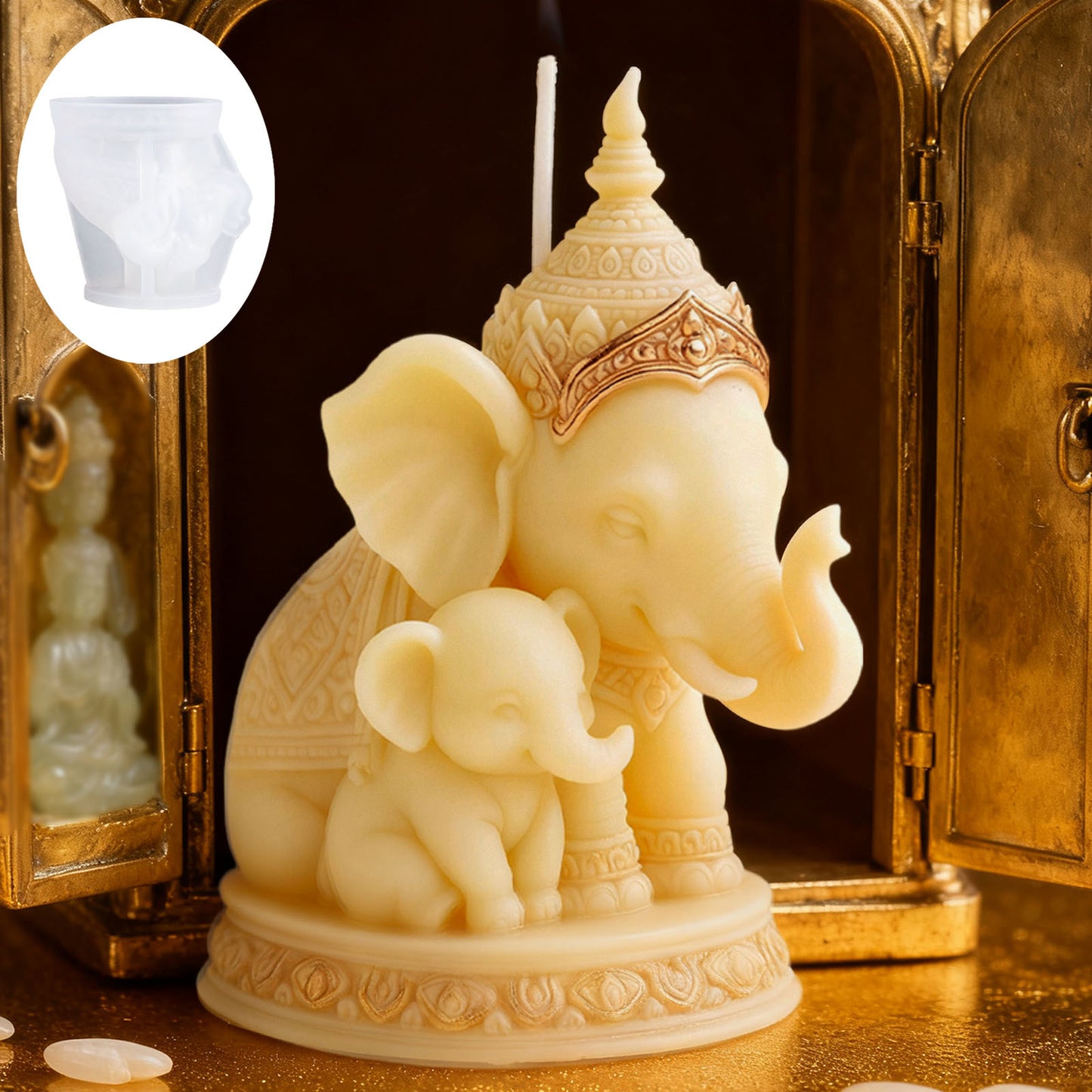 Mother and Baby Elephant Scented Candle Silicone Mold