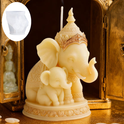 Mother and Baby Elephant Scented Candle Silicone Mold