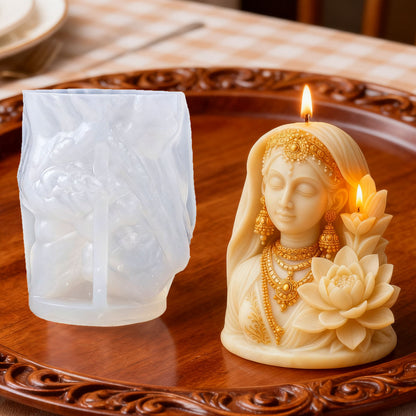 3D Lotus Goddess Silicone Scented Candle Mold