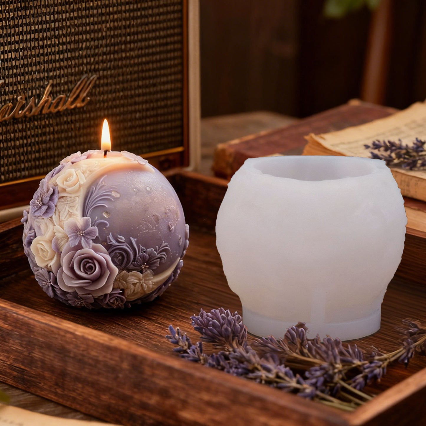 Spherical Moon & Floral Scented Candle Silicone Mold