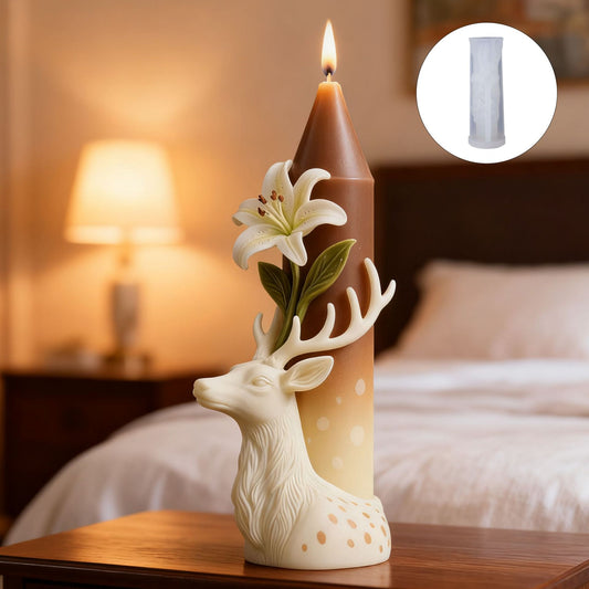 Stag Head & Lily Blossom Silicone Candle Mold