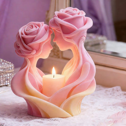 Romantic Rose Lovers Embrace Candle Mold