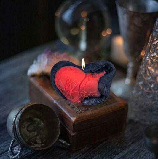 3D Heart with Snake Silicone Candle Mold