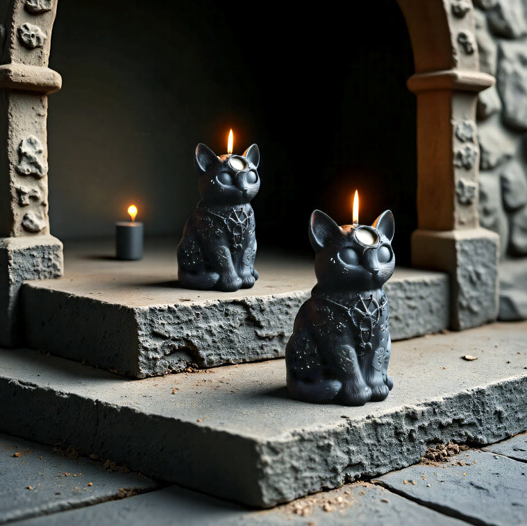 3D Halloween Black Cat Silicone Scented Candle Mold