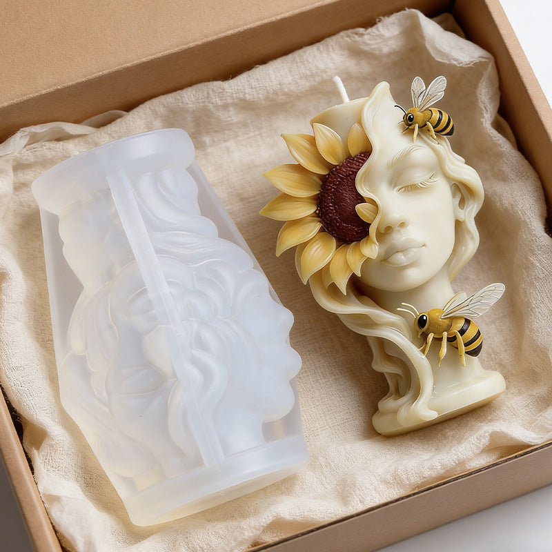 3D Sunflower Portrait Scented Candle Silicone Mold