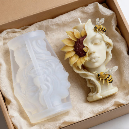 3D Sunflower Portrait Scented Candle Silicone Mold