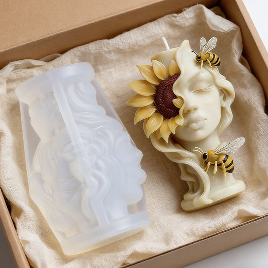 3D Sunflower Portrait Scented Candle Silicone Mold
