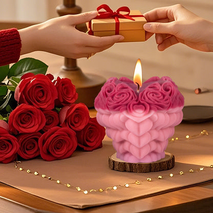 3D Rose Floral Heart Silicone Candle Mold