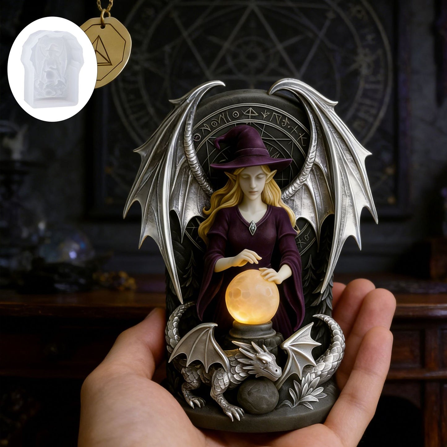 3D Relief Witch Scented Candle Silicone Mold