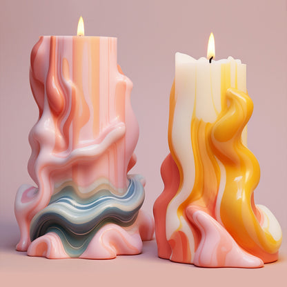 Modern Wavy Cylinder Silicone Candle Mold