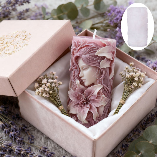 3D Face with Flowers Silicone Candle Mold