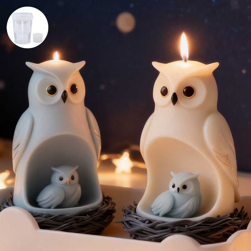 3D Mother and Baby Owl Silicone Candle Mold