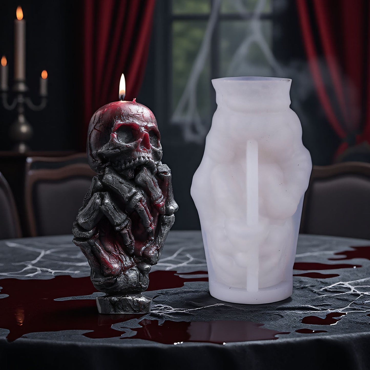 Halloween 3D Skull Hand Silicone Candle Mold
