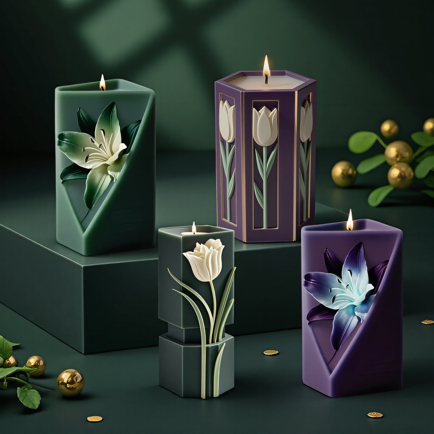 Geometric Tulip Scented Candle Silicone Mold