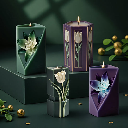 Geometric Tulip Scented Candle Silicone Mold