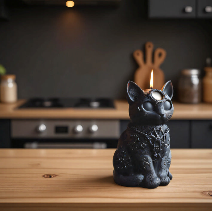 3D Halloween Black Cat Silicone Scented Candle Mold